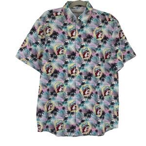Buc-ee's Hawaiian Button Mens Shirt Sz S Road Trip Beach Novelty Tropical Palm